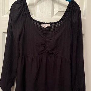 LOFT Women's Black Textured Blouse